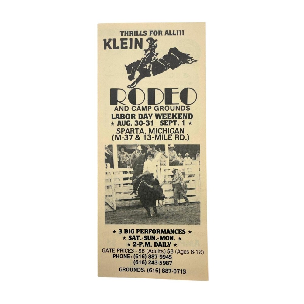 Klein Rodeo Brochure Sparta Michigan Camp Dance Music Parade IPRA 80s Ephemera